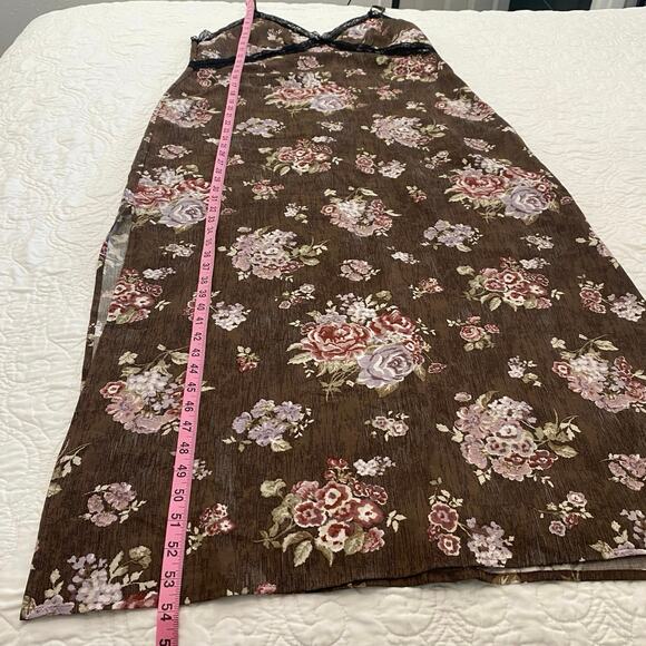 Brock Collection x H&M Large Womens Maxi Slip Dress Lace Trim Floral side slits - Picture 4 of 10